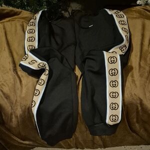 Black Sweatpants with Logo Trim